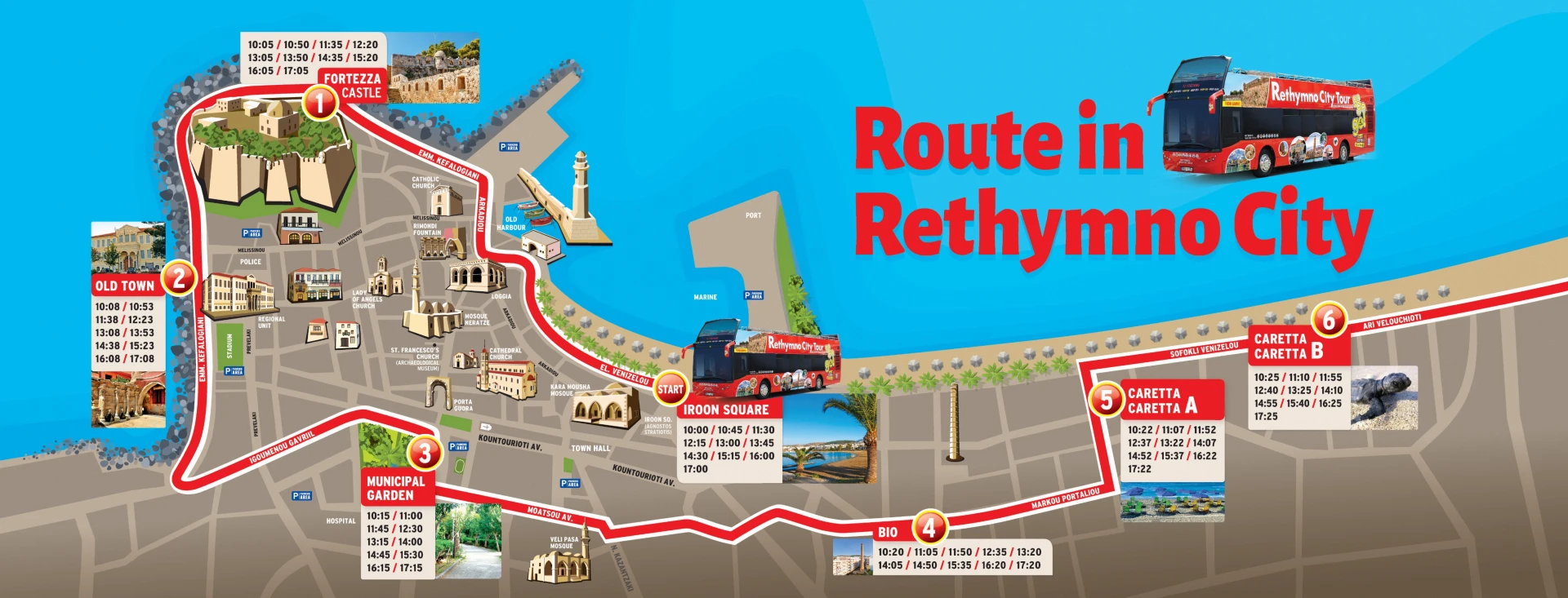 Route map in rethymno city